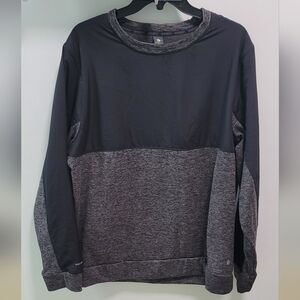 *Men's Xersion Quick Dry Crewneck Pullover - Black/Grey Heathered - Lined - (L)